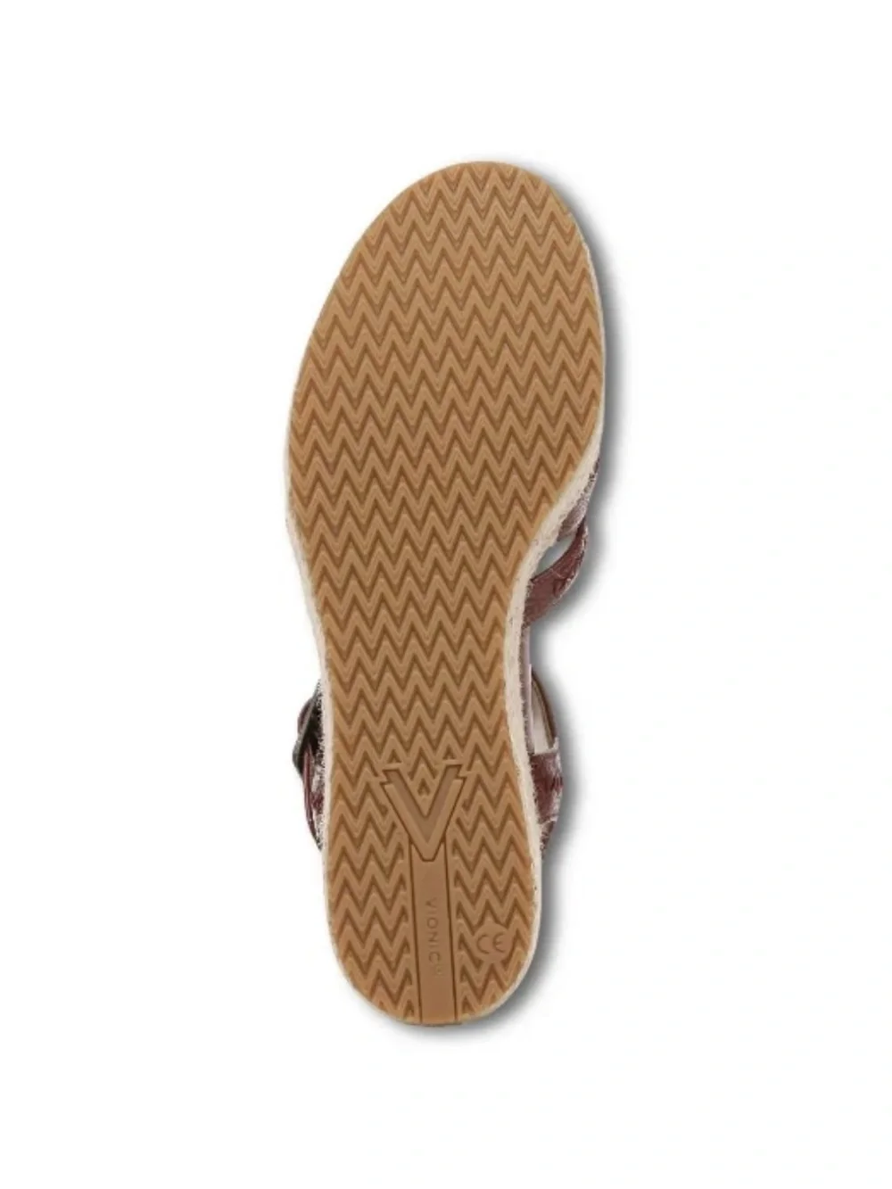 Vionic Braided Leather Espadrille Wedge Sandals - Burgundy